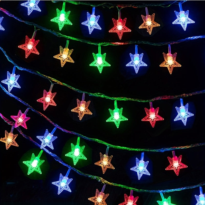 Ghirlandă luminoasă solară cu stele, 100 LED / 50 LED / 20 LED, cu 8 moduri de iluminare.