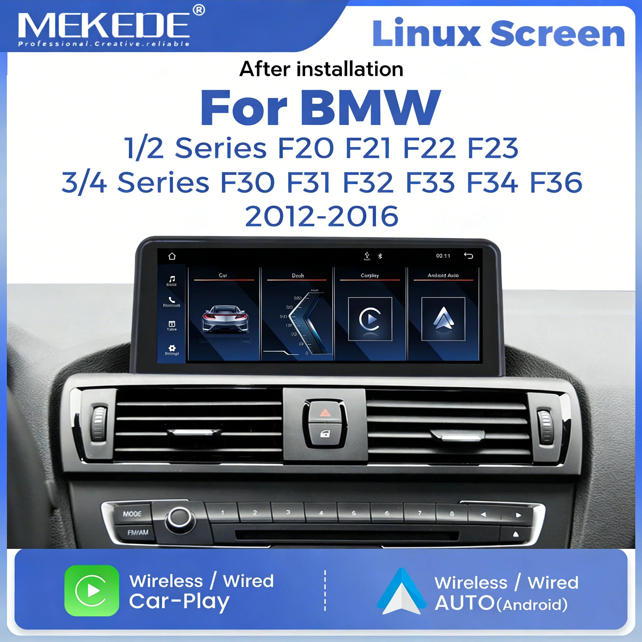 Navigatie, ecran multimedia BMW Seria 1/2/3/4 F20–F34, Android Auto & CarPlay