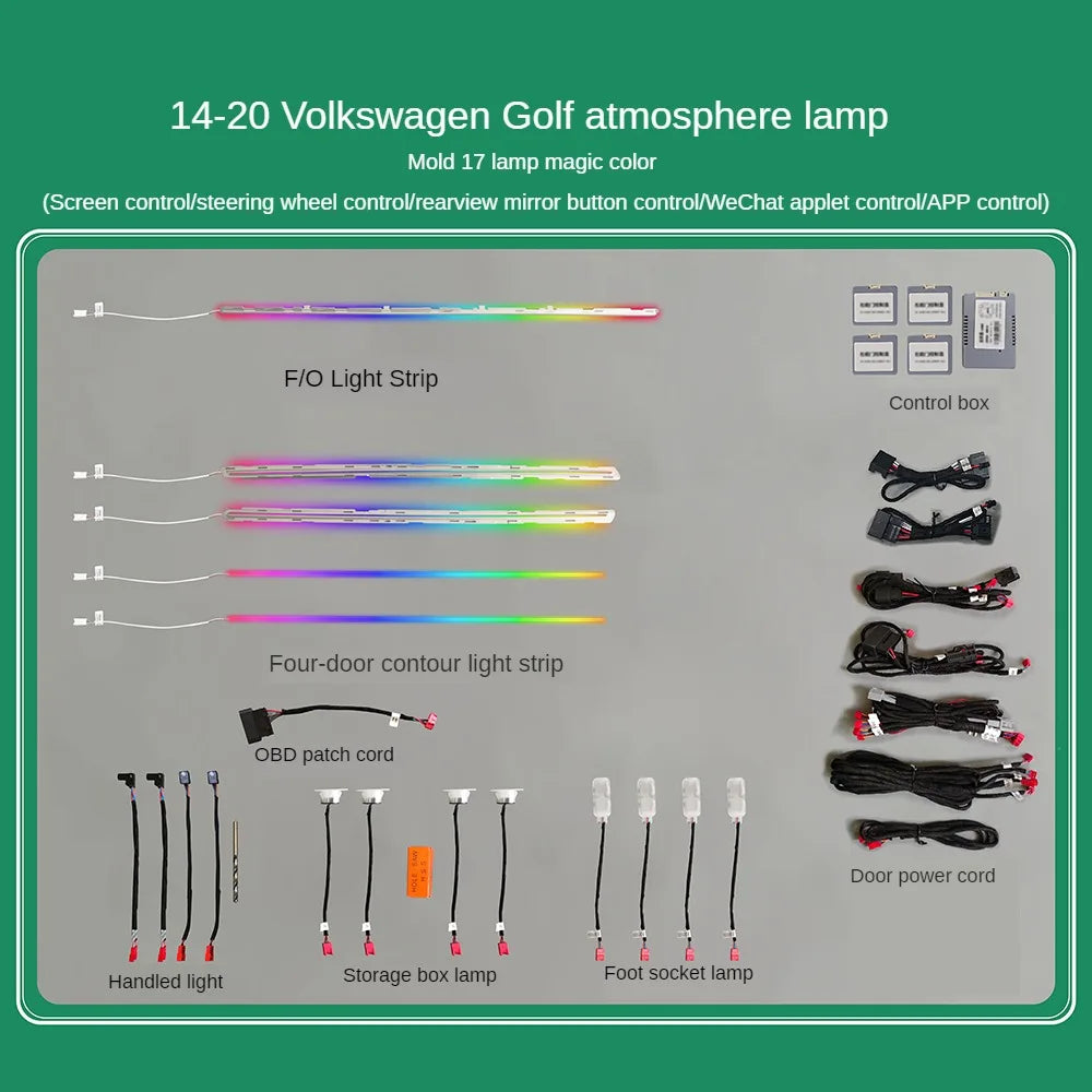 Lumină ambientală / Atmosphere Light pentru Volkswagen Golf 7 și 7.5 – Panou decorativ „Cer înstelat” RGB
