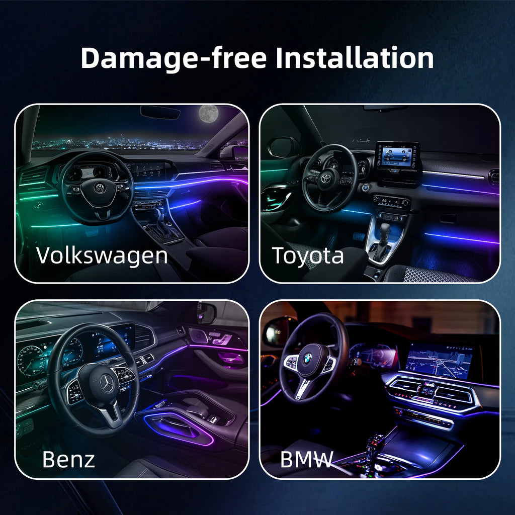 Kit universal de lumină ambientală auto – 18 în 1, 256 culori RGB