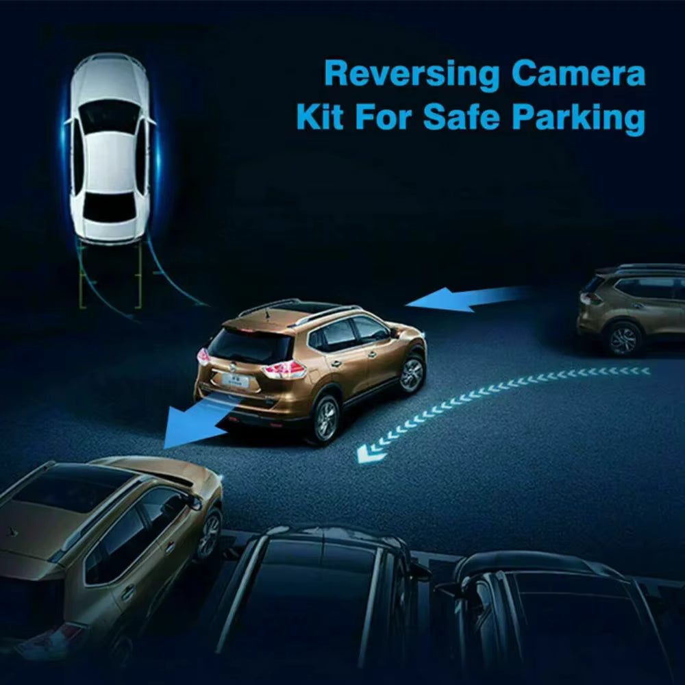 Cameră video marșarier cu ramă pentru plăcuța de înmatriculare europeană, 12 LED-uri, vedere nocturnă, pentru camion, autoturism, SUV, rulotă (camper), pickup