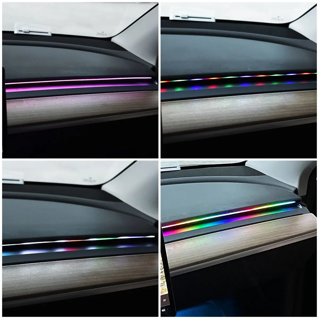 Lumină ambientală auto LED – 64 culori, bandă acrilică 110 cm