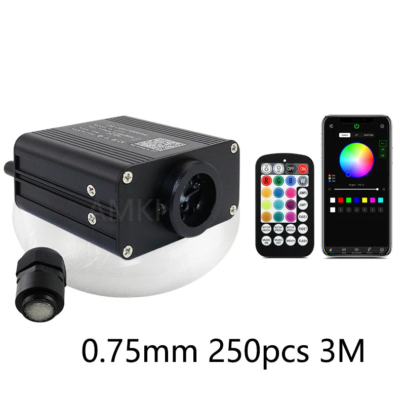 Lumină de plafon auto 16W „Stele Strălucitoare” RGBW cu fibră optică – Control Smart APP Bluetooth pentru interior auto