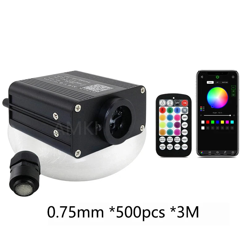 Lumină de plafon auto 16W „Stele Strălucitoare” RGBW cu fibră optică – Control Smart APP Bluetooth pentru interior auto