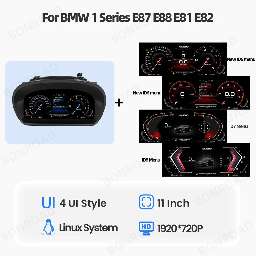 Afișaj LCD digital pentru bord auto, compatibil cu BMW Seria 1 E87 E88 E81 E82 – panou de instrumente / vitezometru.