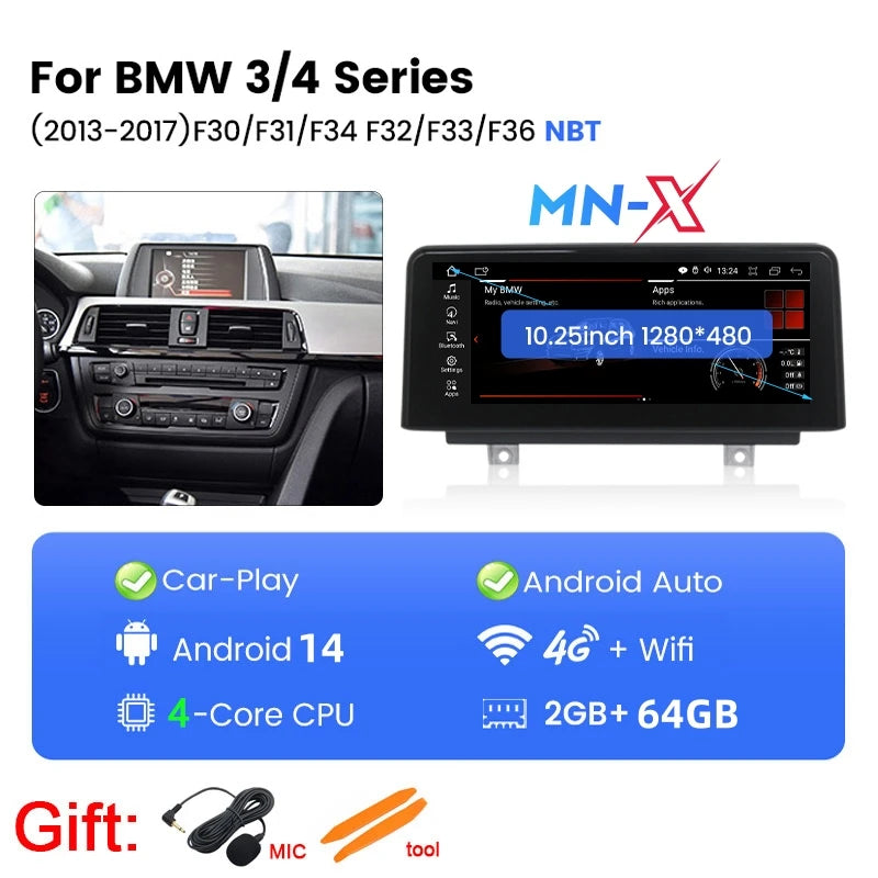 Navigatie Android cu CarPlay și Bluetooth pentru BMW Seria 3 F30 F31 F32 F33 F34 F36 NBT – Navifly