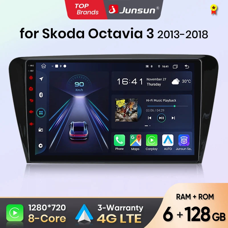 Navigatie auto Android wireless cu CarPlay pentru Skoda Octavia 3 A7 2013–2018
