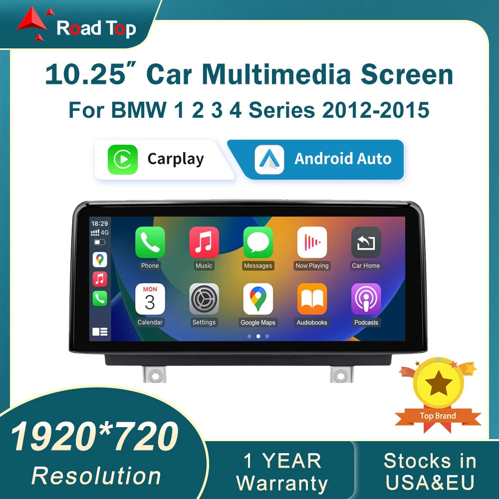 Ecran multimedia 10,25” / 12,3” cu CarPlay și Android Auto wireless pentru BMW Seria 1, 2, 3, 4 – F20, F21, F22, F30, F31, F32, F33