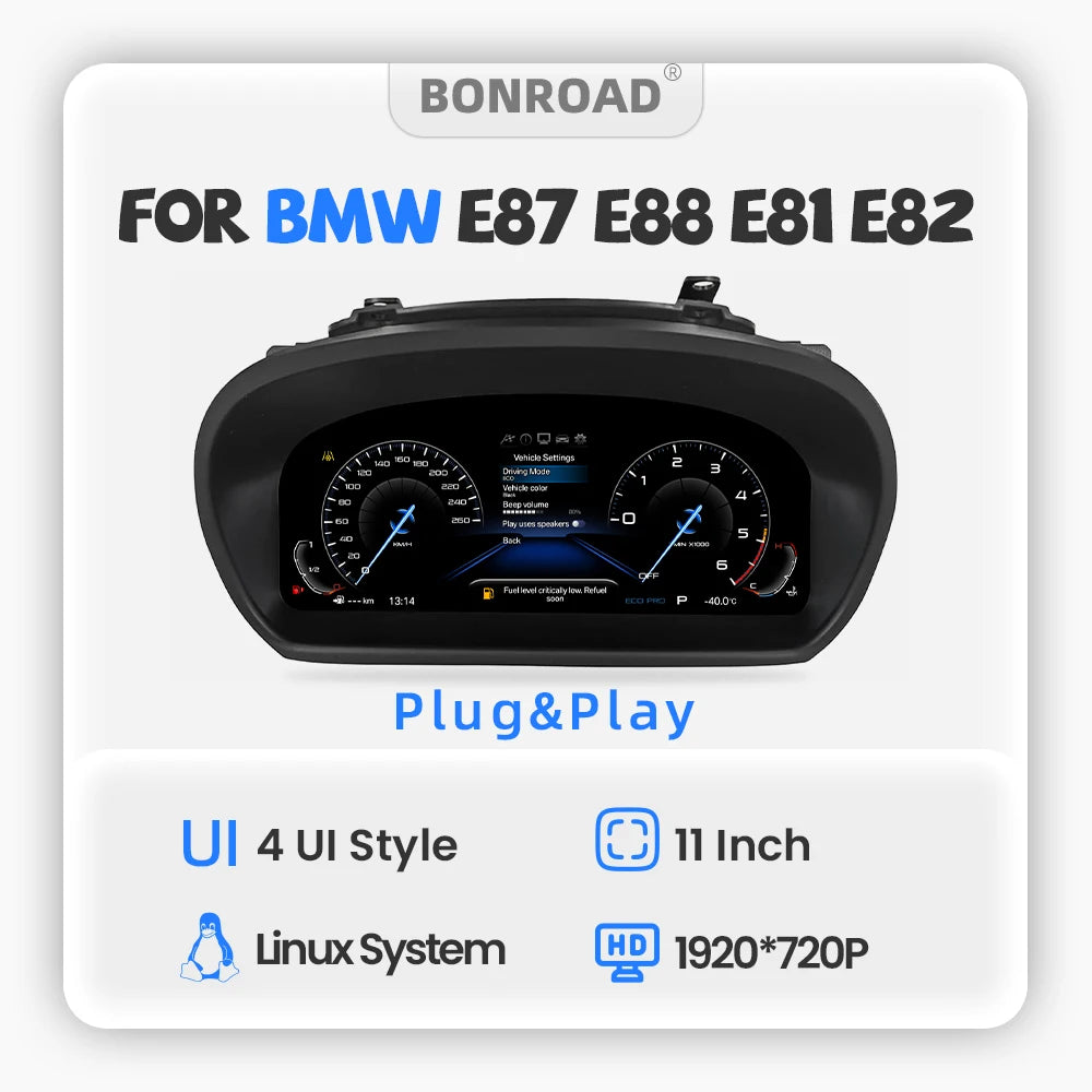 Afișaj LCD digital pentru bord auto, compatibil cu BMW Seria 1 E87 E88 E81 E82 – panou de instrumente / vitezometru.
