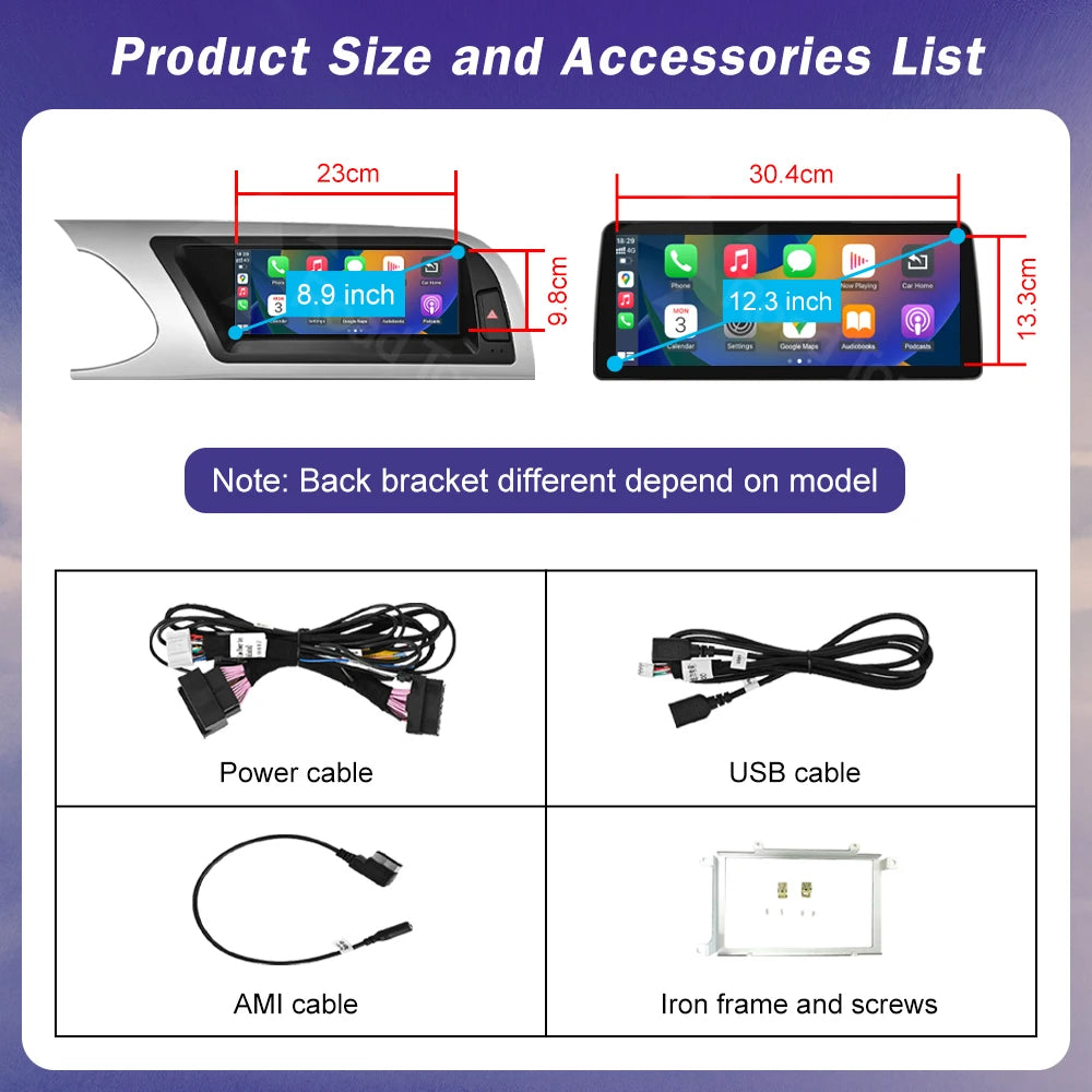 Ecran Multimedia Premium 8.8” / 12.3” pentru Audi A5 (2008–2016)