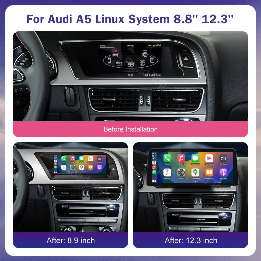 Ecran Multimedia Premium 8.8” / 12.3” pentru Audi A5 (2008–2016)