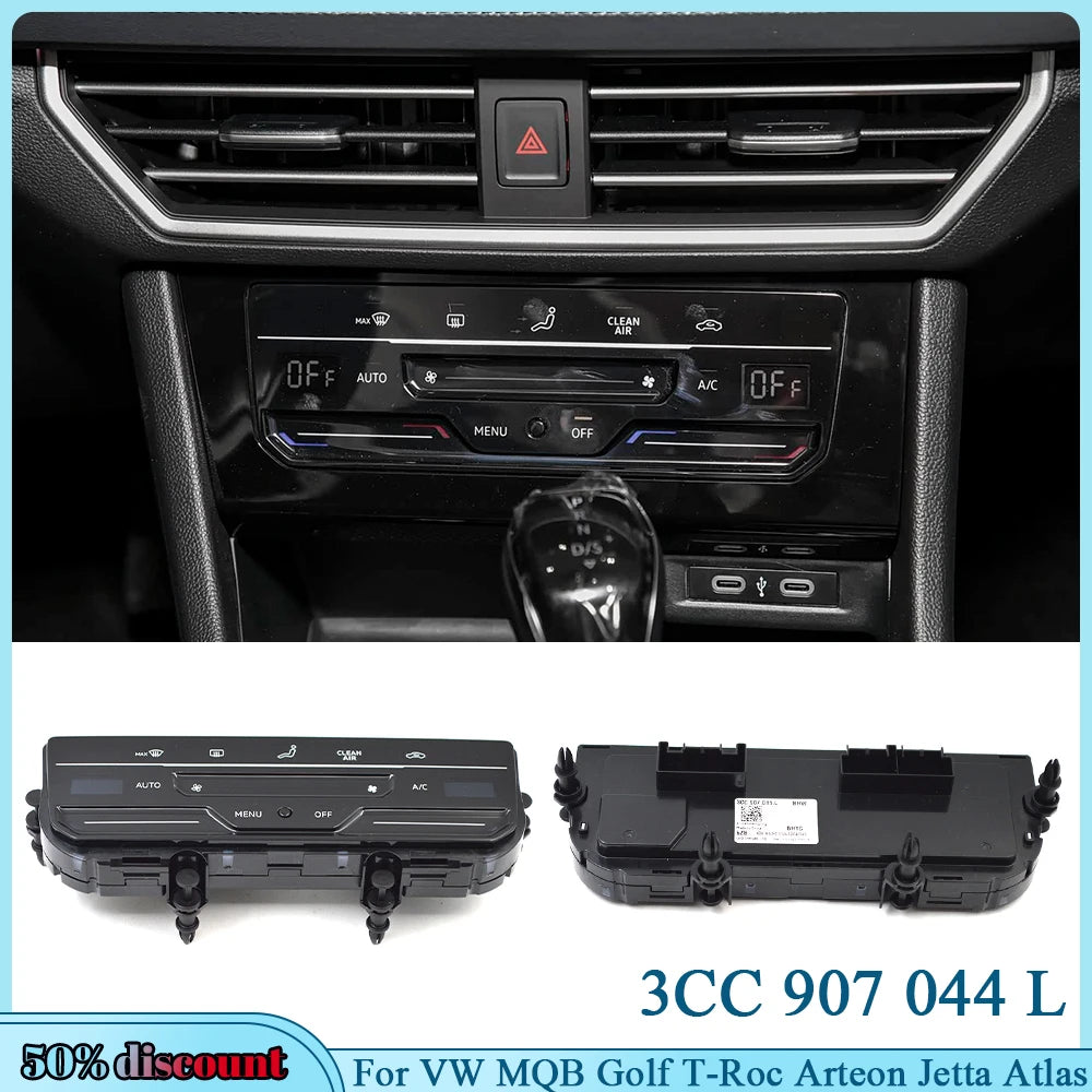 Climatizare automată 2 zone (OEM), panou touch – cod 3CC 907 044 L, pentru Volkswagen Golf (platformă MQB), Volkswagen T-Roc, Volkswagen Arteon, Volkswagen Jetta și Volkswagen Atlas.