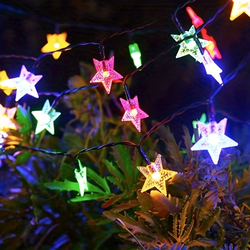 Ghirlandă luminoasă solară cu stele, 100 LED / 50 LED / 20 LED, cu 8 moduri de iluminare.