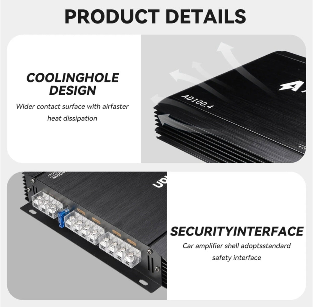 Amplificator auto, Andeman 7800W putere maxima 264.41W RMS 12V-13.8V