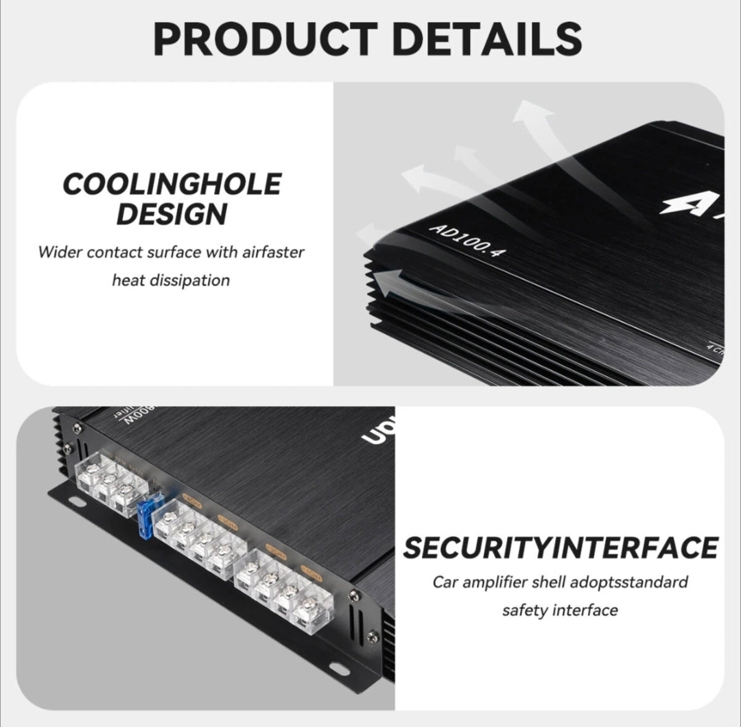 Amplificator auto, Andeman 7800W putere maxima 264.41W RMS 12V-13.8V